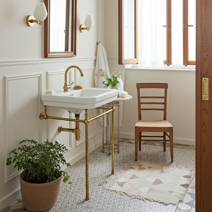 Unlacquered Brass Console Vanity Legs – Handmade Bathroom Sink Stand