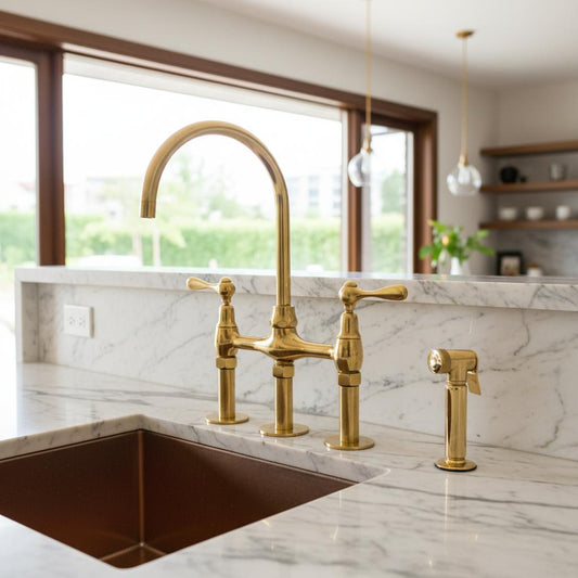 Unpainted Brass 3 Holes Bridge Faucet