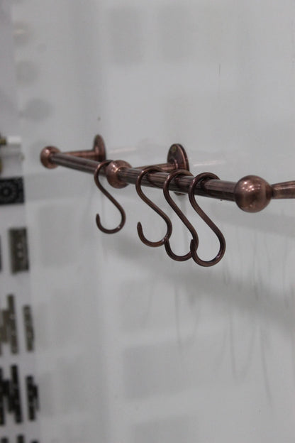 Copper Wall-Mounted Hanging Rail with S-Hooks – Vintage Kitchen Organizer