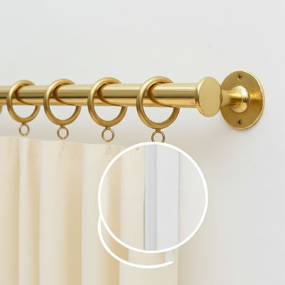 Solid Unlacquered Brass Curtain Rod – Wall Mount Window Hanging Bar with Rings