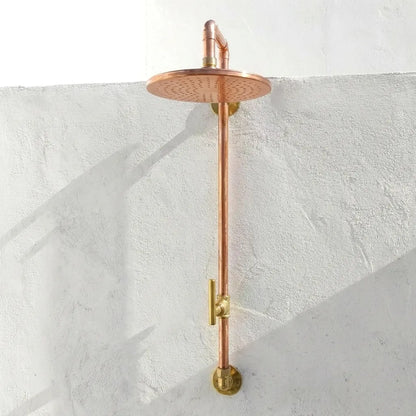 Outdoor Copper Rain Shower System with Single Handle – Wall Mounted Luxury Shower Fixture