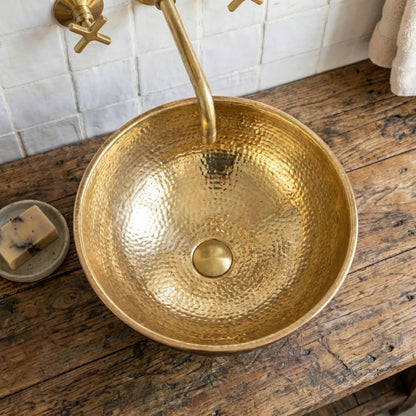 Handmade Vanity Basin Round Sink – Black Brass Bathroom Vessel Sink