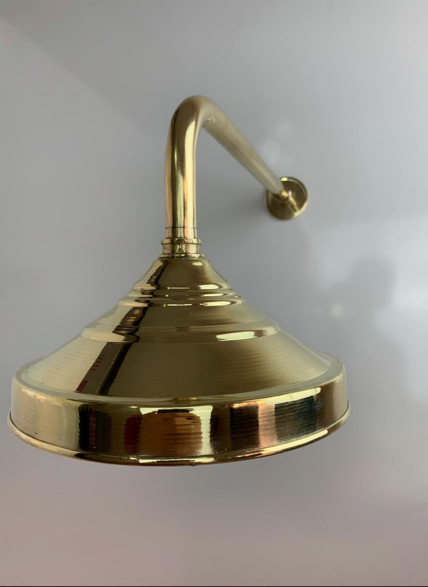 Premium Unlacquered Brass Wall-Mount Shower System with Handheld Sprayer