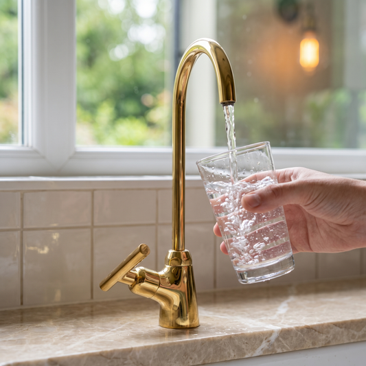 Unlacquered Brass Cold-Water Faucet with Lever Handles