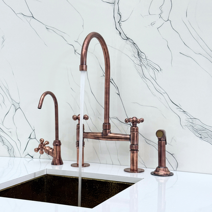 Antique Copper Bridge Faucet with Cross Handles