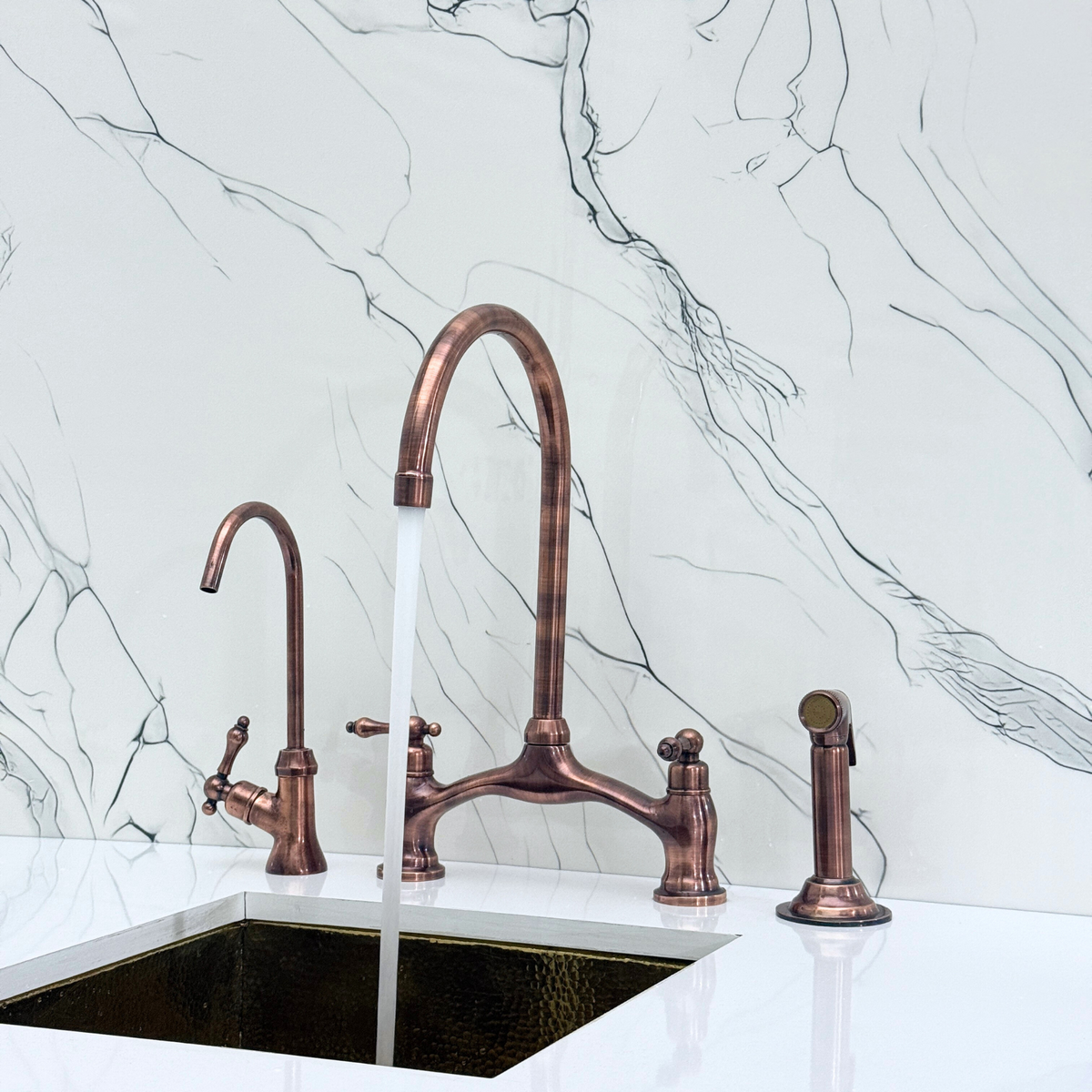Antique Copper Bridge Faucet with Lever Handles