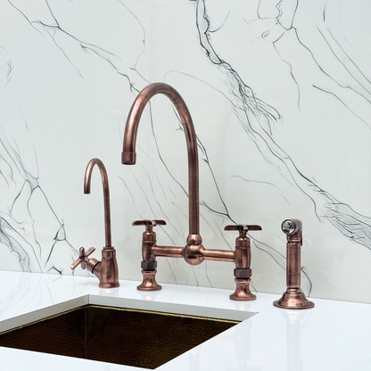 Antique Copper Bridge Faucet with Cross Handles