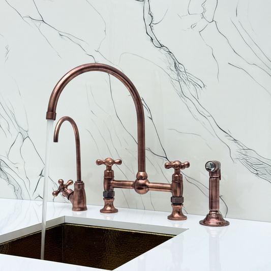 Antique Copper Bridge Faucet with Cross Handles