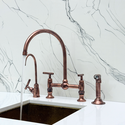 Antique Copper Bridge Faucet with Lever Handles