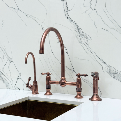 Antique Copper Bridge Faucet with Lever Handles