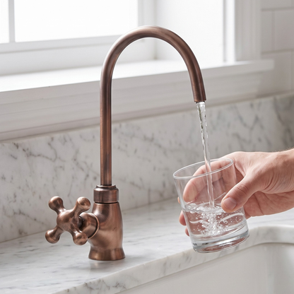 Antique Copper Cold-Water Faucet with Cross Handles