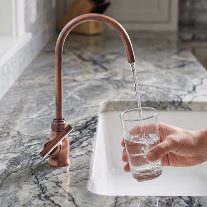 Antique Copper Cold-Water Faucet with Lever Handles