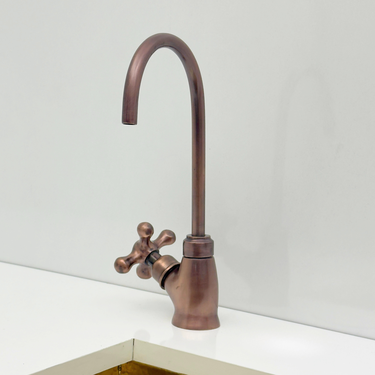 Antique Copper Cold-Water Faucet with Cross Handles