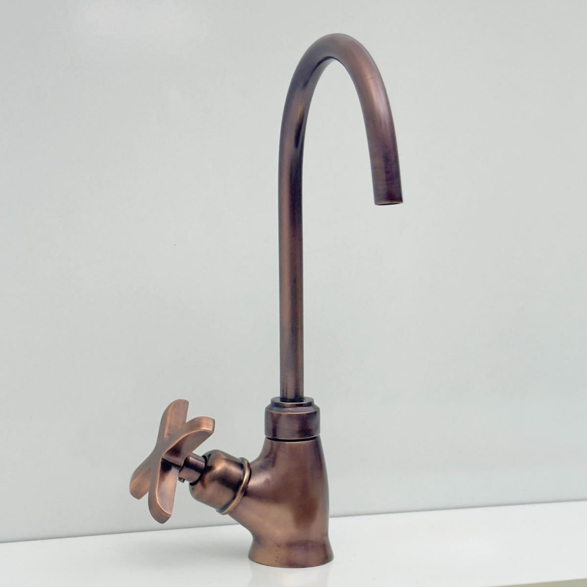 Antique Copper Cold-Water Faucet with Cross Handles
