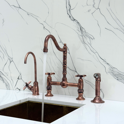 Antique Copper Bridge Faucet with Cross Handles