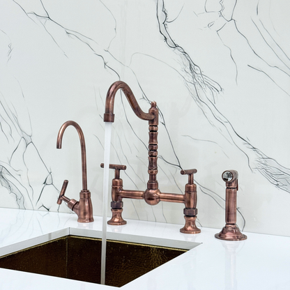 Antique Copper Bridge Faucet with Lever Handles