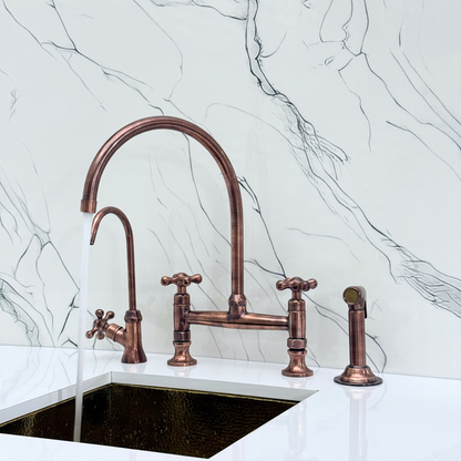 Antique Copper Bridge Faucet with Cross Handles