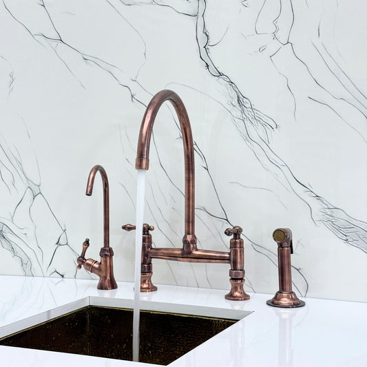 Antique Copper Bridge Faucet with Lever Handles