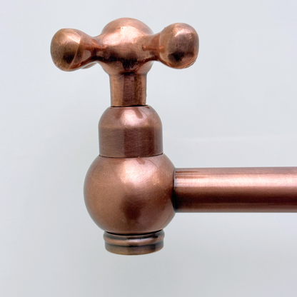 Antique Copper Wall-Mount Pot Filler with Cross Handles