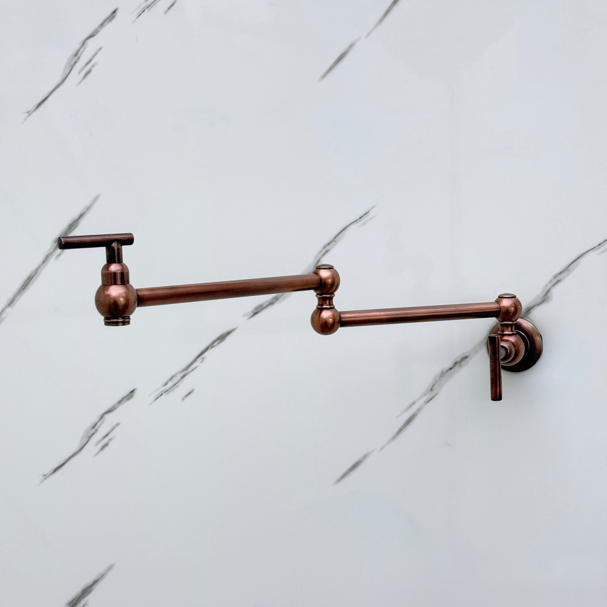 Antique Copper Wall-Mount Pot Filler with Lever Handles