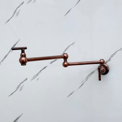 Antique Copper Wall-Mount Pot Filler with Lever Handles