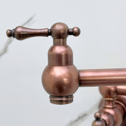 Antique Copper Wall-Mount Pot Filler with Lever Handles