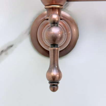 Antique Copper Wall-Mount Pot Filler with Lever Handles