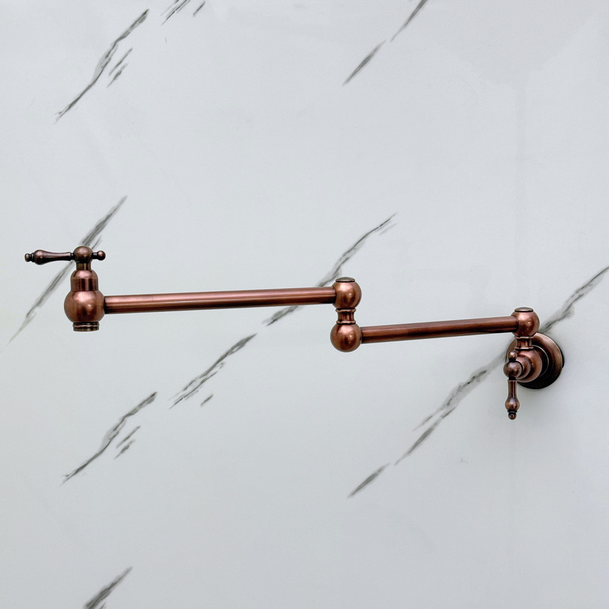 Antique Copper Wall-Mount Pot Filler with Lever Handles