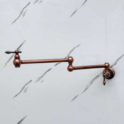 Antique Copper Wall-Mount Pot Filler with Lever Handles