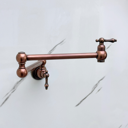 Antique Copper Wall-Mount Pot Filler with Lever Handles