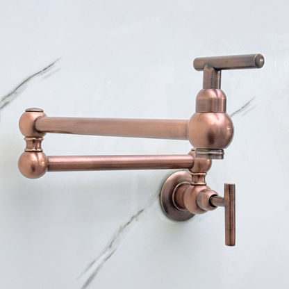 Antique Copper Wall-Mount Pot Filler with Lever Handles