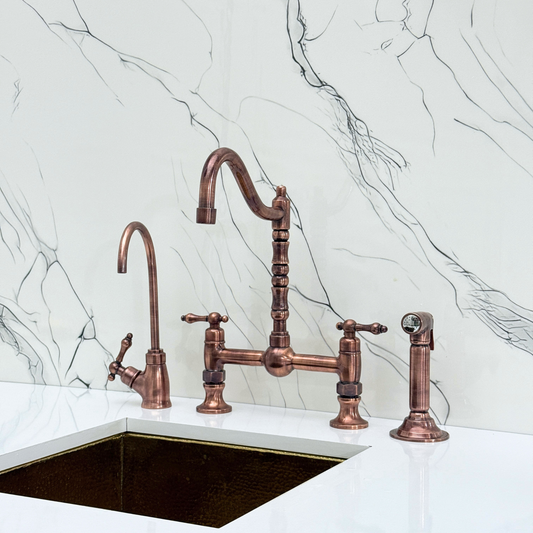 Antique Copper Bridge Faucet with Lever Handles