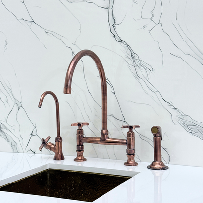 Antique Copper Bridge Faucet with Cross Handles