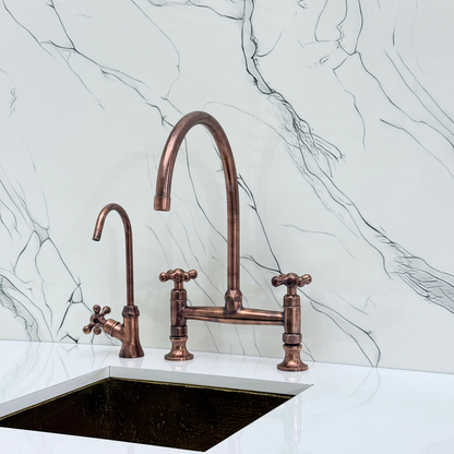 Antique Copper Bridge Faucet with Cross Handles