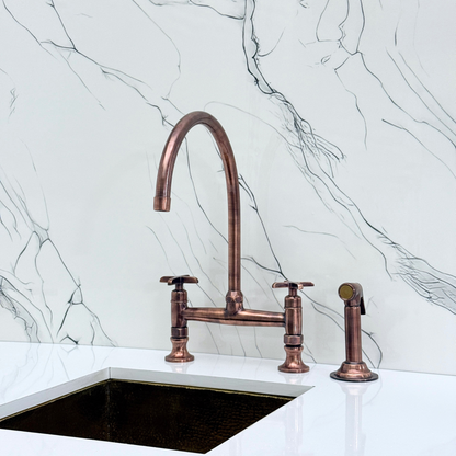 Antique Copper Bridge Faucet with Cross Handles