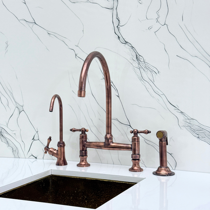 Antique Copper Bridge Faucet with Lever Handles