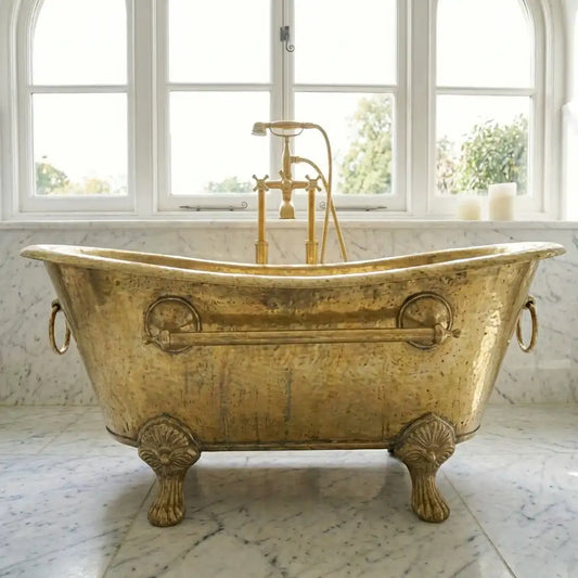 Vintage Solid Brass Clawfoot Bathtub – Handcrafted Antique Tub