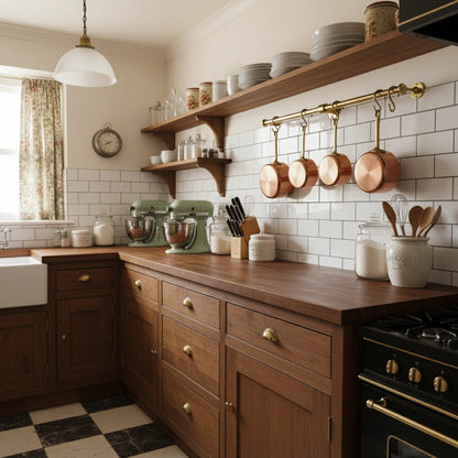 Solid Brass Wall Mounted Kitchen Rail – Hanging Rod with Hooks