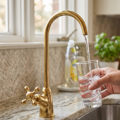Unlacquered Brass Cold-Water Faucet with Cross Handles
