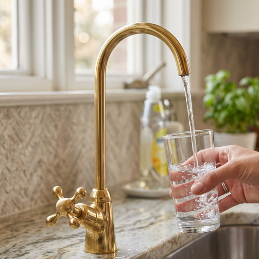 Unlacquered Brass Cold-Water Faucet with Cross Handles