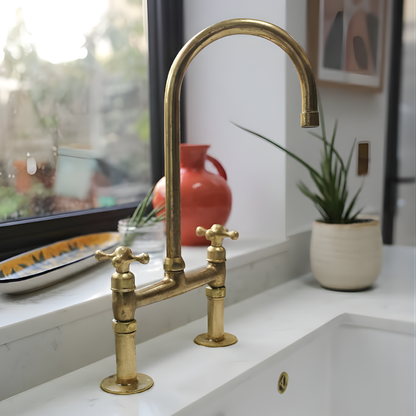 Unlacquered Brass Bridge Faucet - Brasska