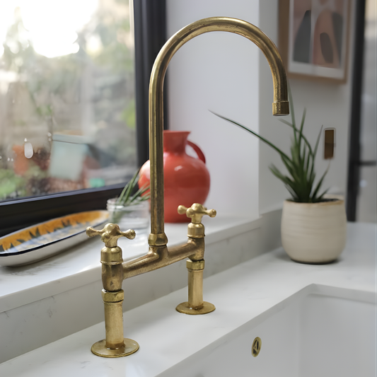 Unlacquered Brass Bridge Faucet - Brasska