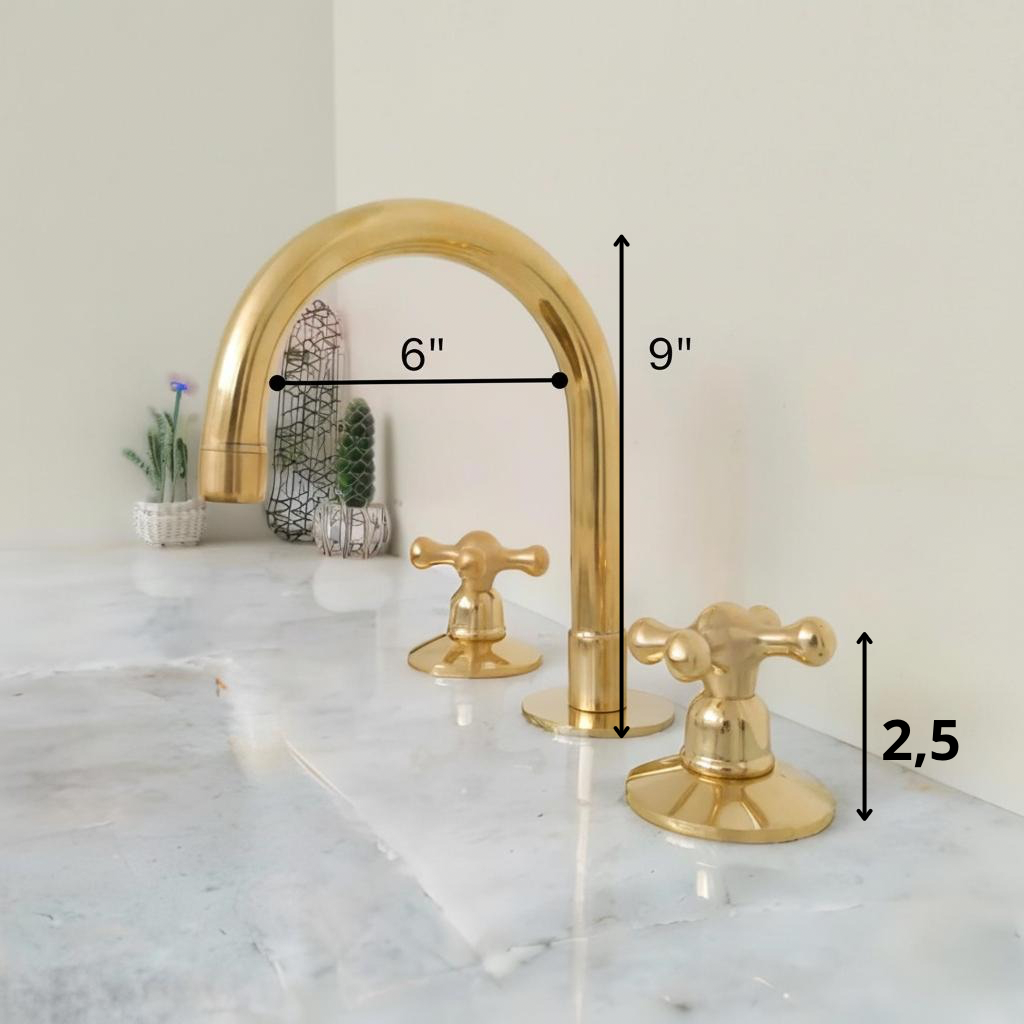 Brass 3-Piece Deck-Mount Faucet