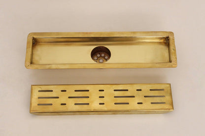 Solid Brass Linear Shower Drain – Classic Rectangular Design | Brasska