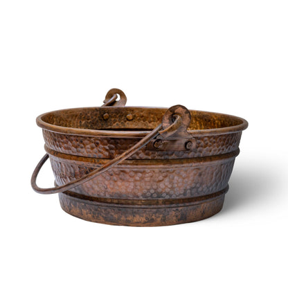 Aged Copper Hammered Bucket Bathroom Sink