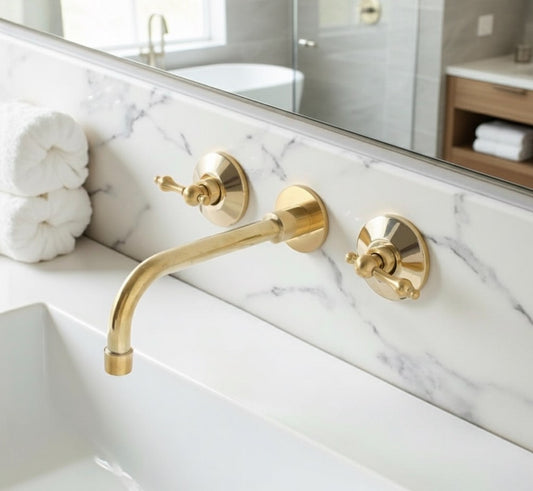 Solid Brass Wall-Mount Faucet – Luxury Bathroom Fixture