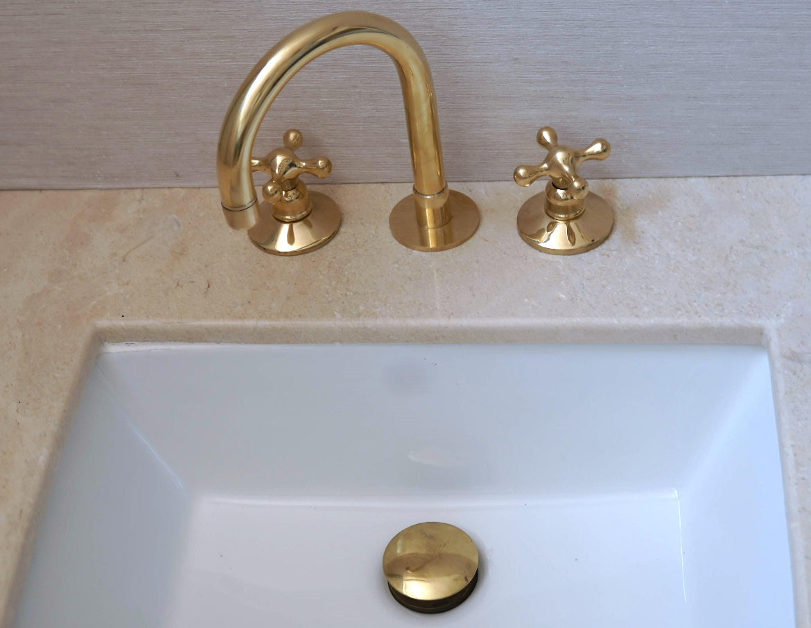Brass 3-Piece Deck-Mount Faucet
