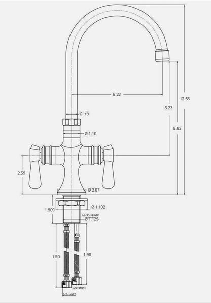 Luxury Brass Kitchen Faucet – Vintage Double-Handle Design