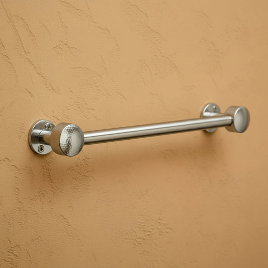Hammered Chrome Towel Bar – Solid Brass Wall Mounted Bathroom Rail