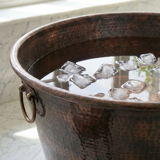 Hand-Hammered Copper Ice Bath Tub – Luxury Cold Plunge Soaking Tub for Bathroom & Spa
